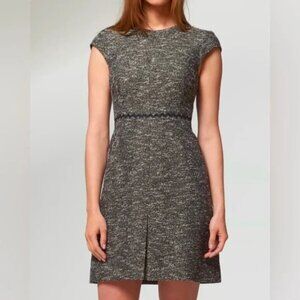 LK Bennett Rory Tweed Black Cream Cap Sleeve Dress Size 14